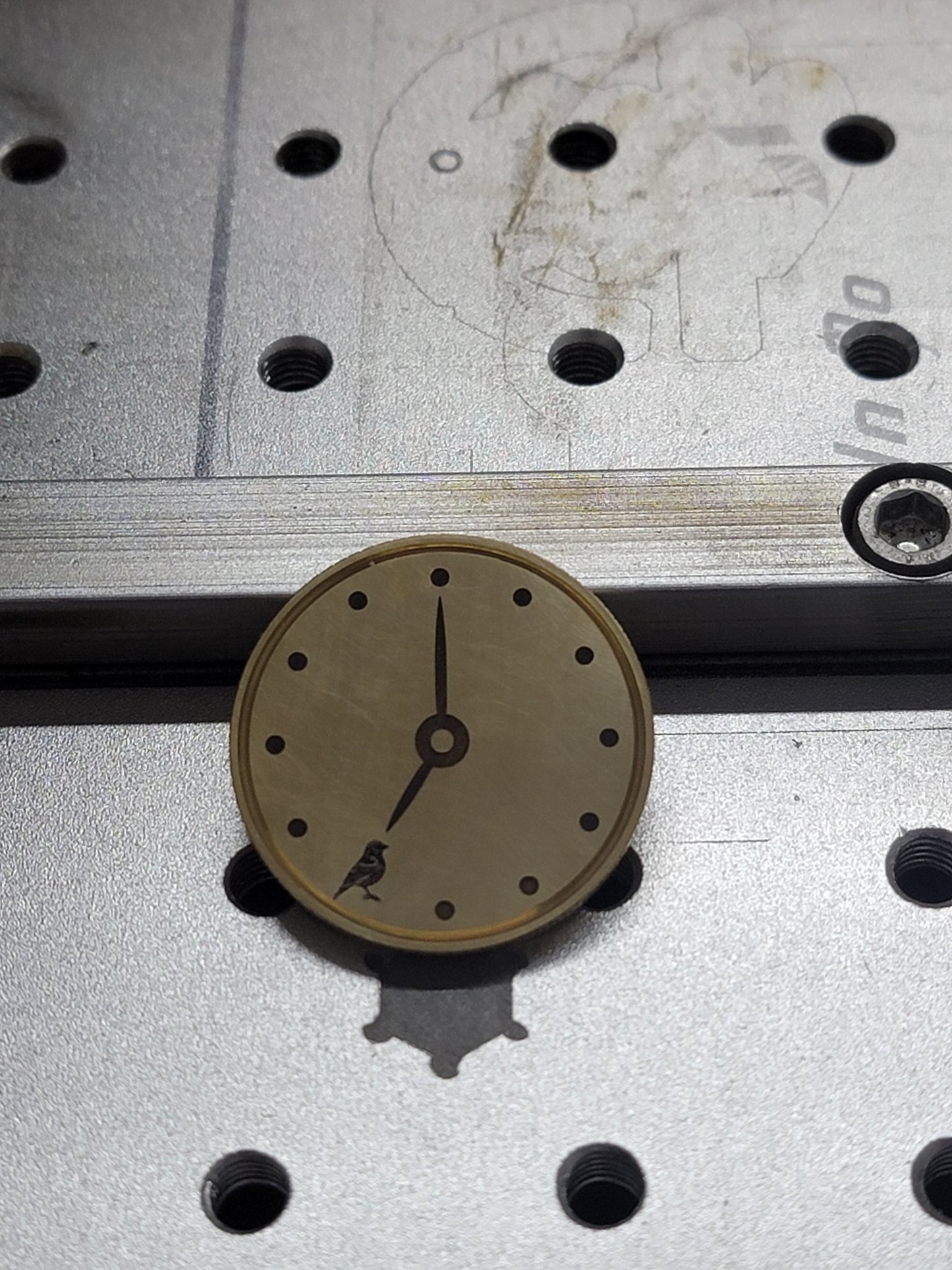 Birdie O'Clock Solid Brass CNC Machined Laser Engraved Golf Ball Marker - River Valley Laser Works