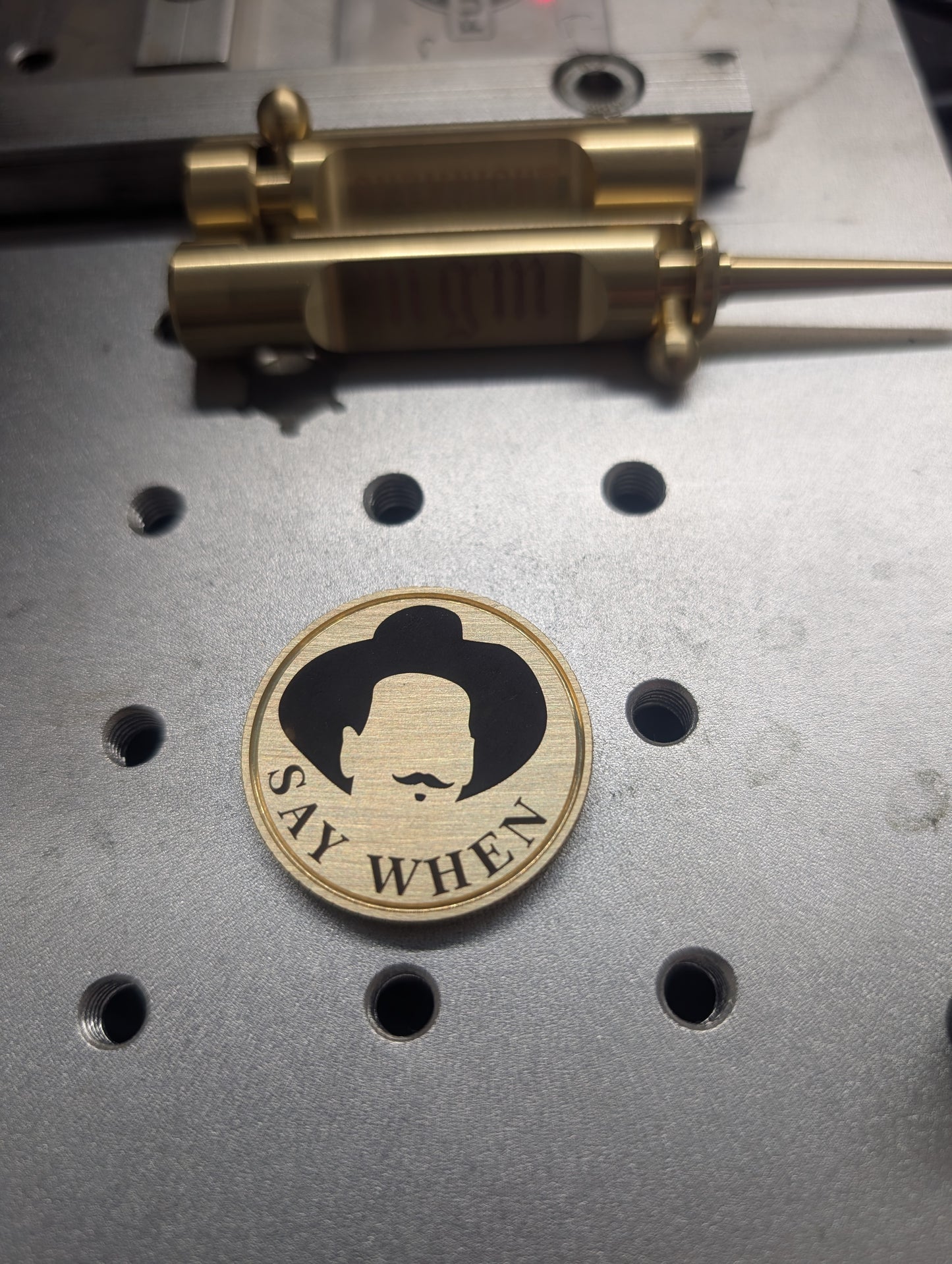 The Doc Holliday- Say When- CNC Machined Laser Engraved Brass Golf Ball Marker