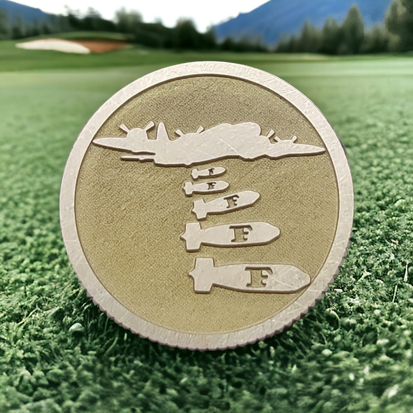 "The F Bomber" Solid Brass CNC Machined Laser Engraved Golf Ball Marker