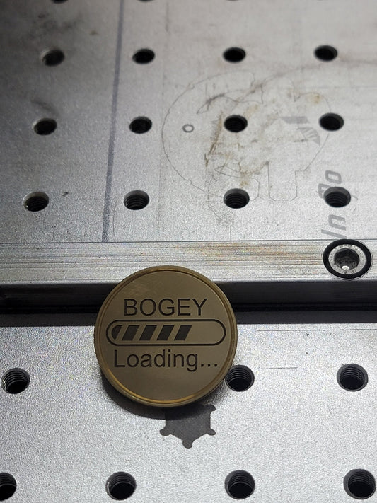 Bogey Loading - Solid Brass CNC Machined Laser Engraved Golf Ball Marker - River Valley Laser Works