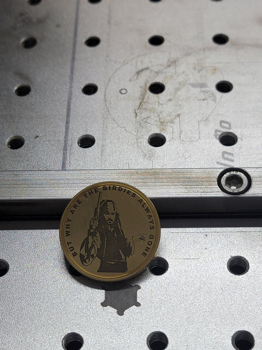 Captain Jack Sparrow - Why Are All The Birdies Gone - CNC Machined Laser Engraved Solid Brass Golf Ball Marker - River Valley Laser Works