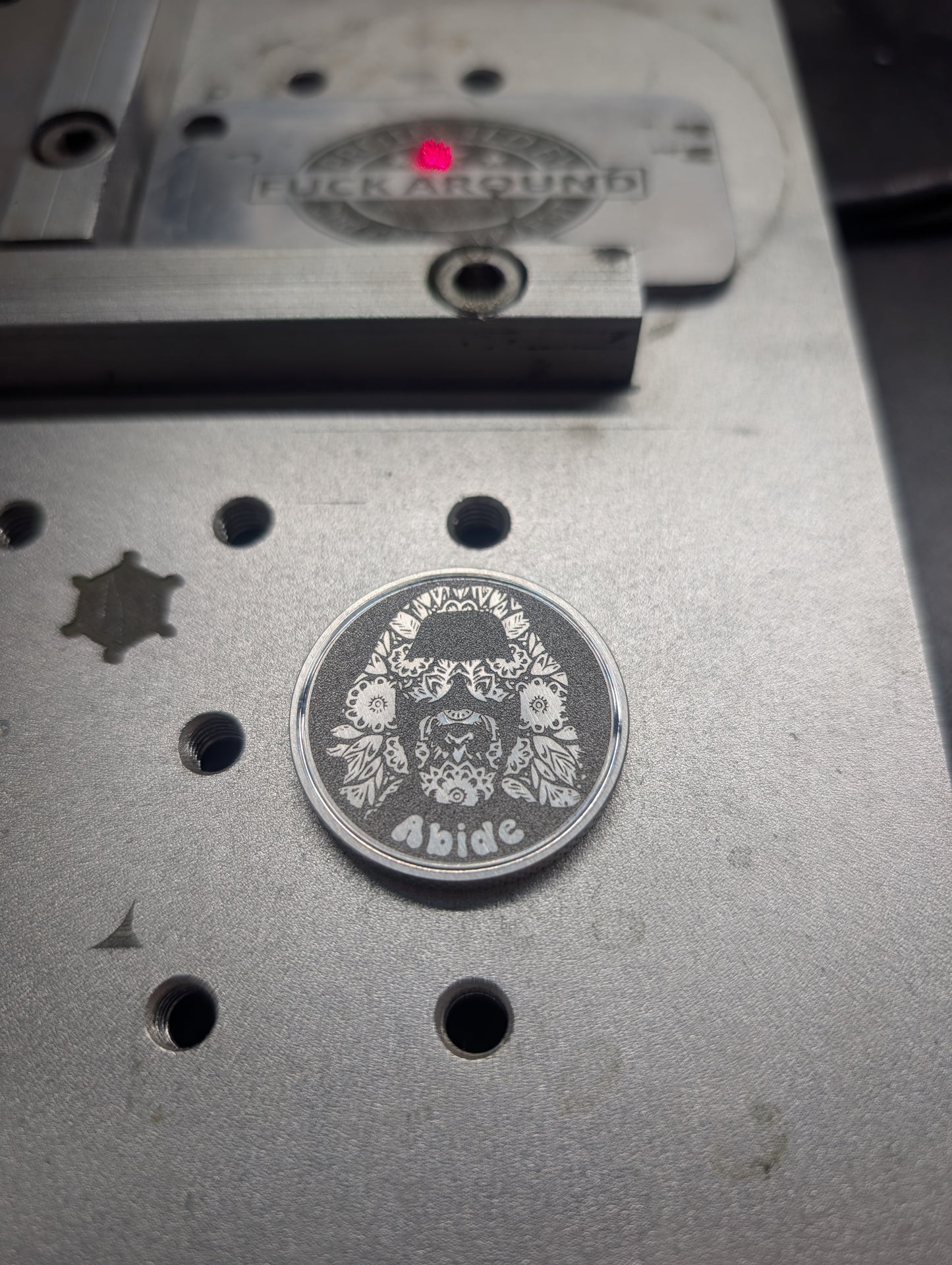 The Dude-Abide-Sugar Skull Styled CNC Machined Laser Engraved Billet Aluminum Golf Ball Marker