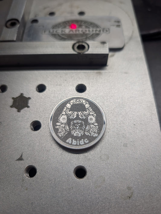 The Dude-Abide-Sugar Skull Styled CNC Machined Laser Engraved Billet Aluminum Golf Ball Marker