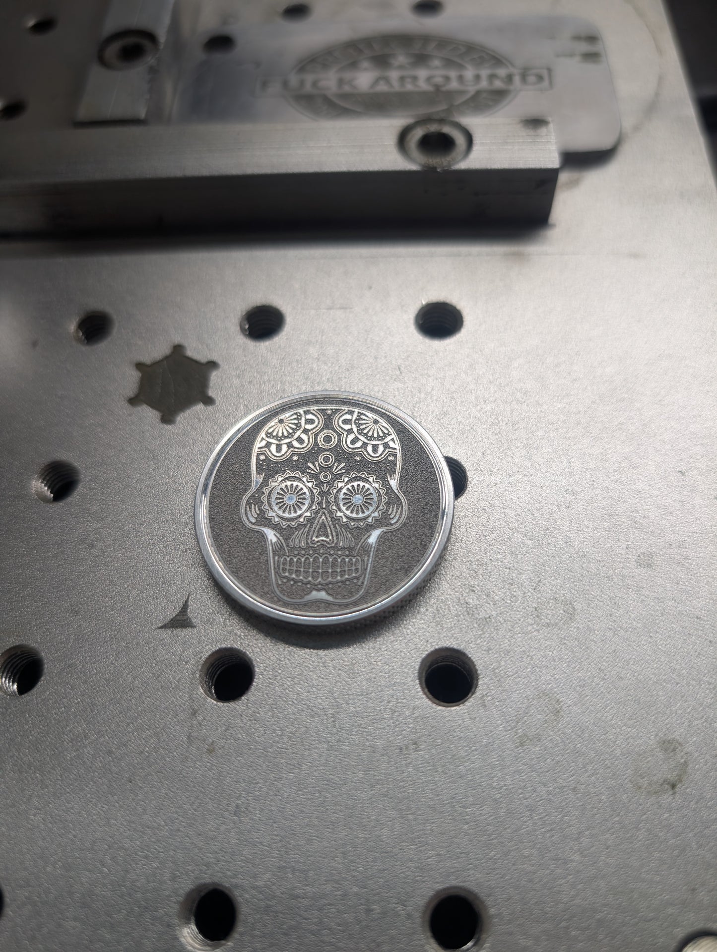 The Sugar Skull CNC Machined Laser Engraved Billet Aluminum Golf Ball Marker