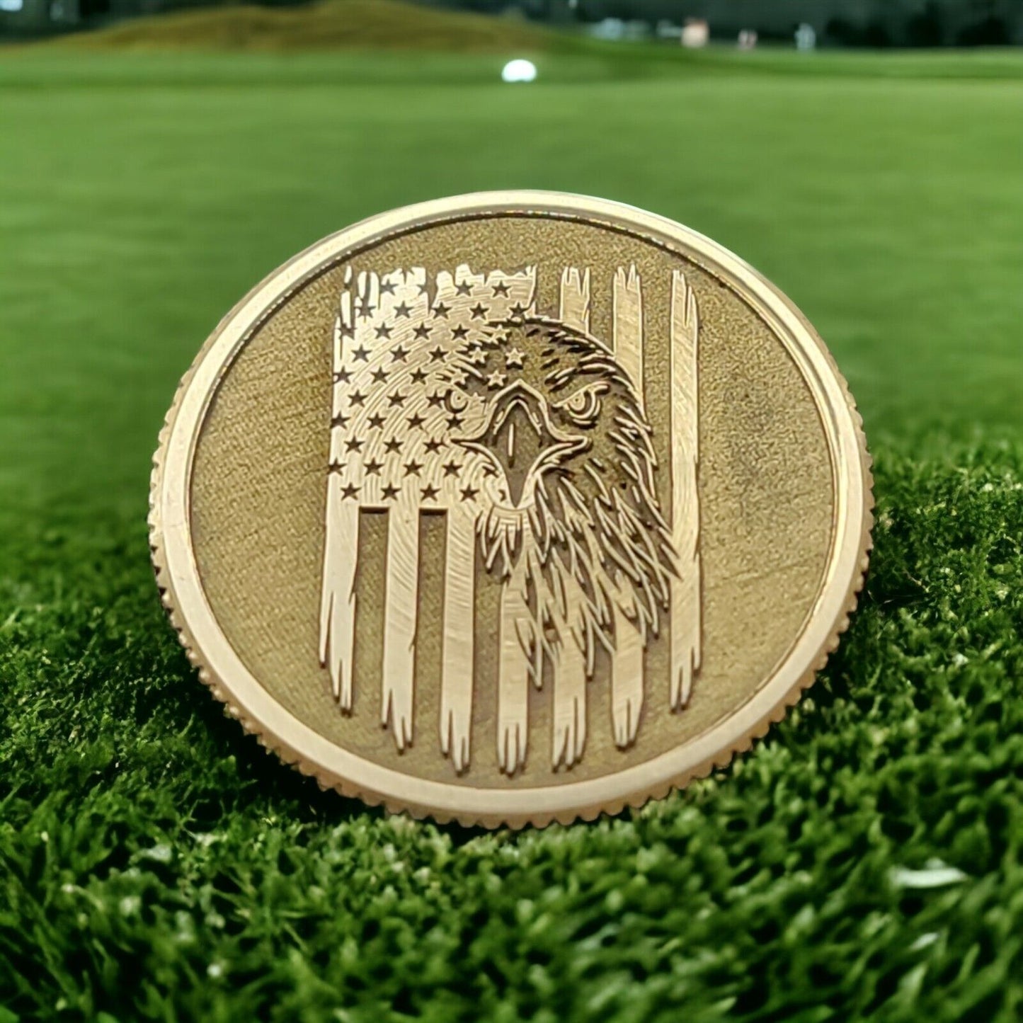 American Eagle Solid Brass CNC Machined Laser Engraved Golf Ball Marker