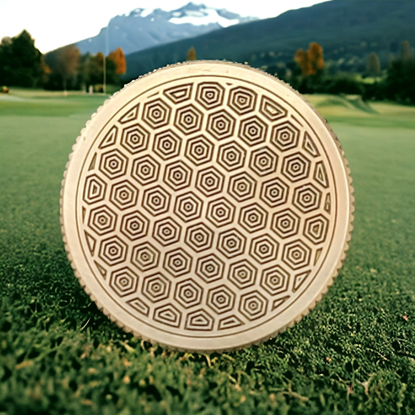 Geometric CNC Machined Laser Engraved Solid Brass Golf Ball Marker