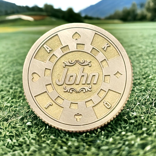 Personalized Poker Chip Style CNC Machined Laser Engraved Golf Ball Marker - River Valley Laser Works