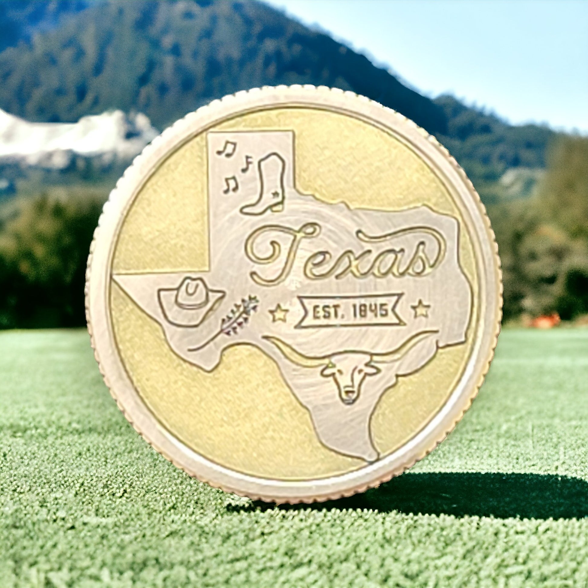 State Outline CNC Machined Laser Engraved Solid Brass Golf Ball Marker - River Valley Laser Works