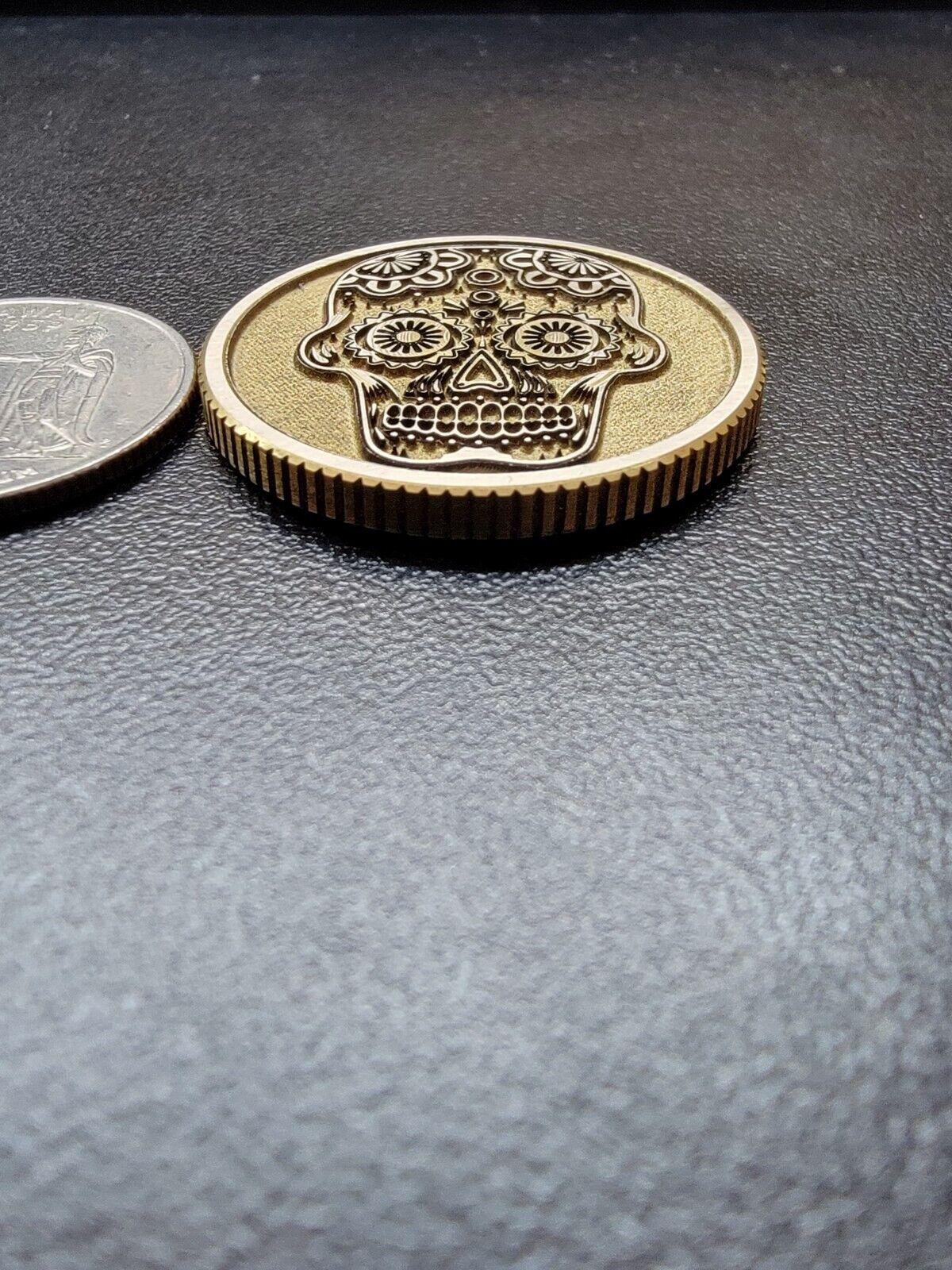 Sugar Skull Day of the Dead CNC Machined Laser Engraved Solid Brass Golf Ball Marker - River Valley Laser Works