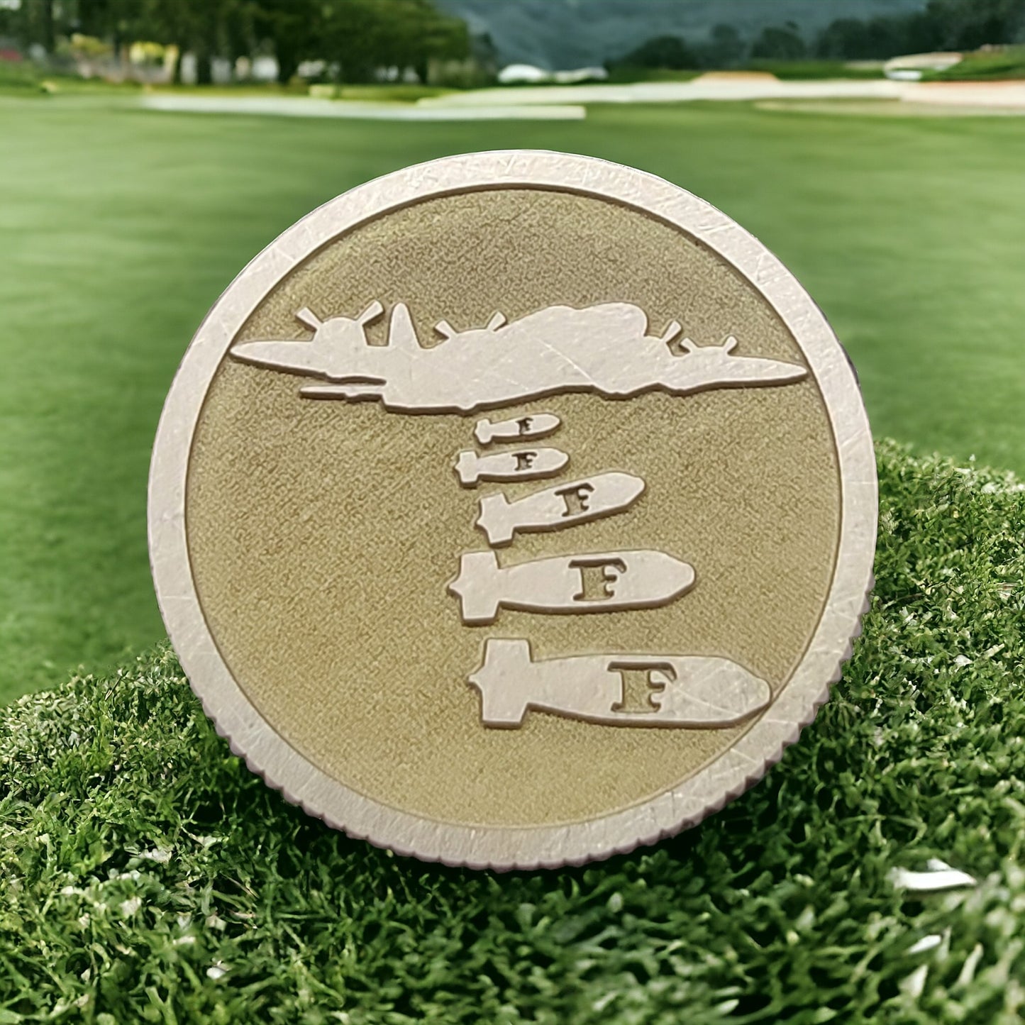 "The F Bomber" Solid Brass CNC Machined Laser Engraved Golf Ball Marker