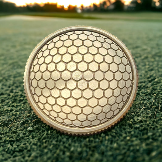 "The Golf Ball" CNC Machined Laser Engraved Solid Brass Golf Ball Marker